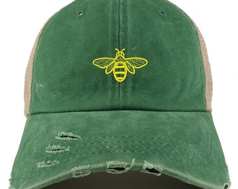Stitchfy Bee Washed Front Mesh Back Frayed Bill Cap