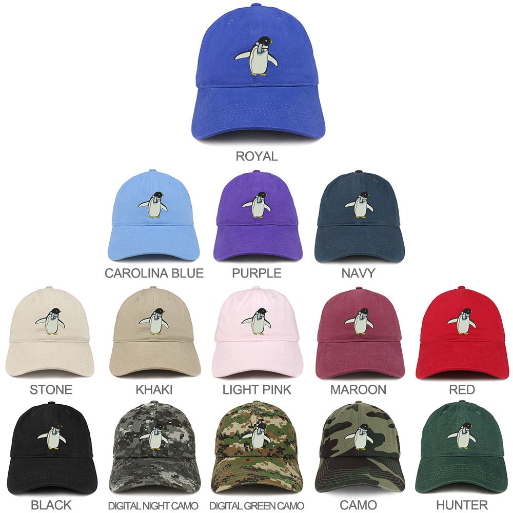 Penguin Embroidered Baseball Cap | Low Profile Brushed Cotton Twill Hat