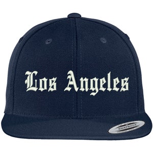 Stitchfy Old English Los Angeles Embroidered Flat Bill Snapback Cap SF ...