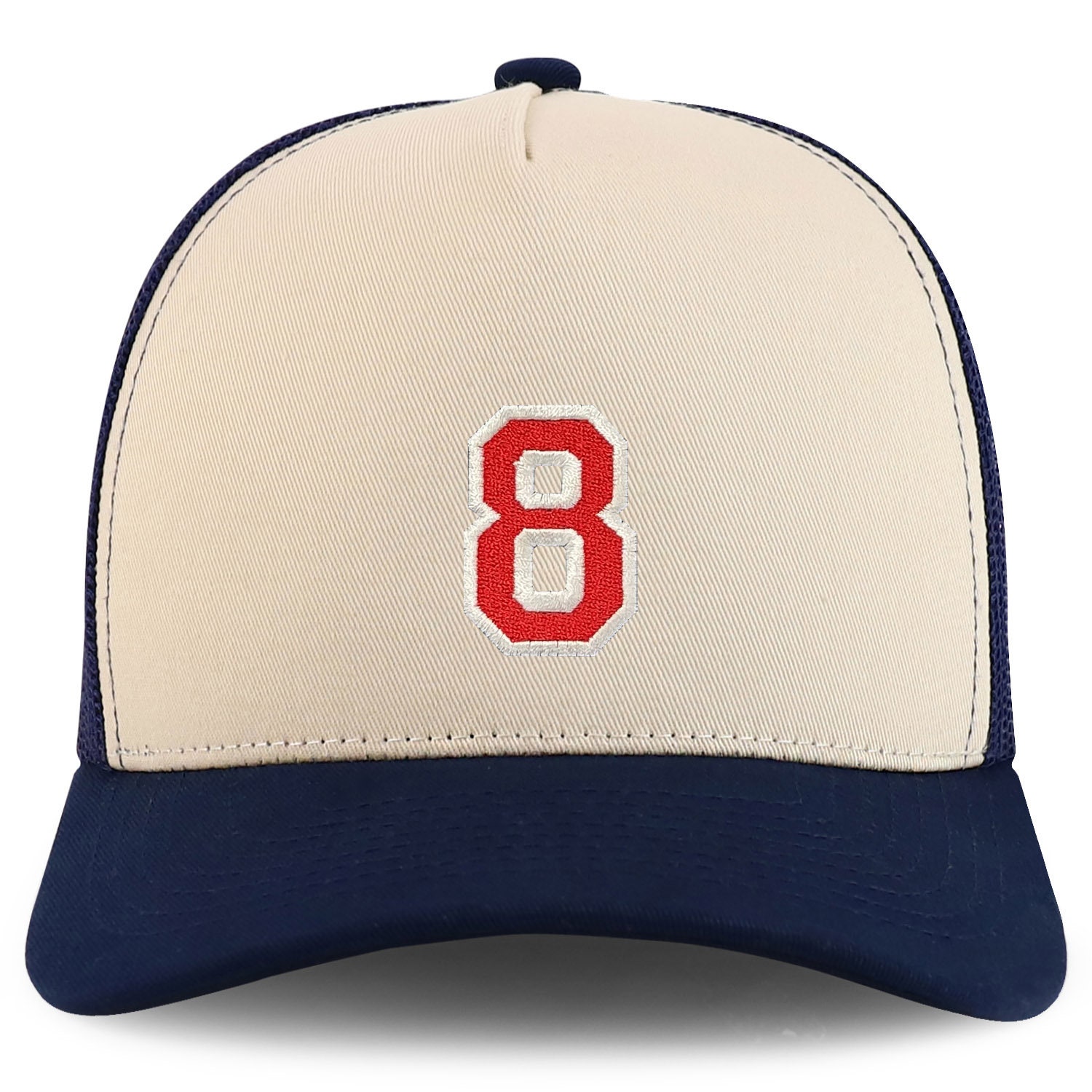 Stitchfy Number 8 Varsity Font Embroidered 5 Panel Structured Snapback ...