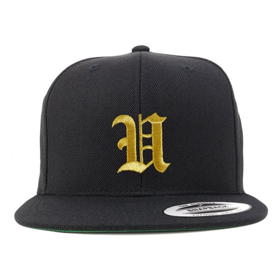 Stitchfy Old English Gold U Embroidered Flatbill Snapback Cap (SF