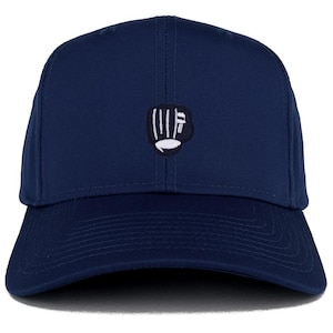 May include: A navy blue baseball cap featuring a white embroidered logo. The cap has a curved peak and a structured crown. The logo is a stylized hand design. A classic and versatile accessory for everyday wear.