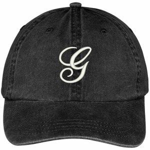 Stitchfy Carta G Script Monogram Fuente bordada Gorra de Algodón Lavado