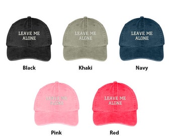 Stitchfy Leave Me Alone Embroidered Washed Cotton Adjustable Cap