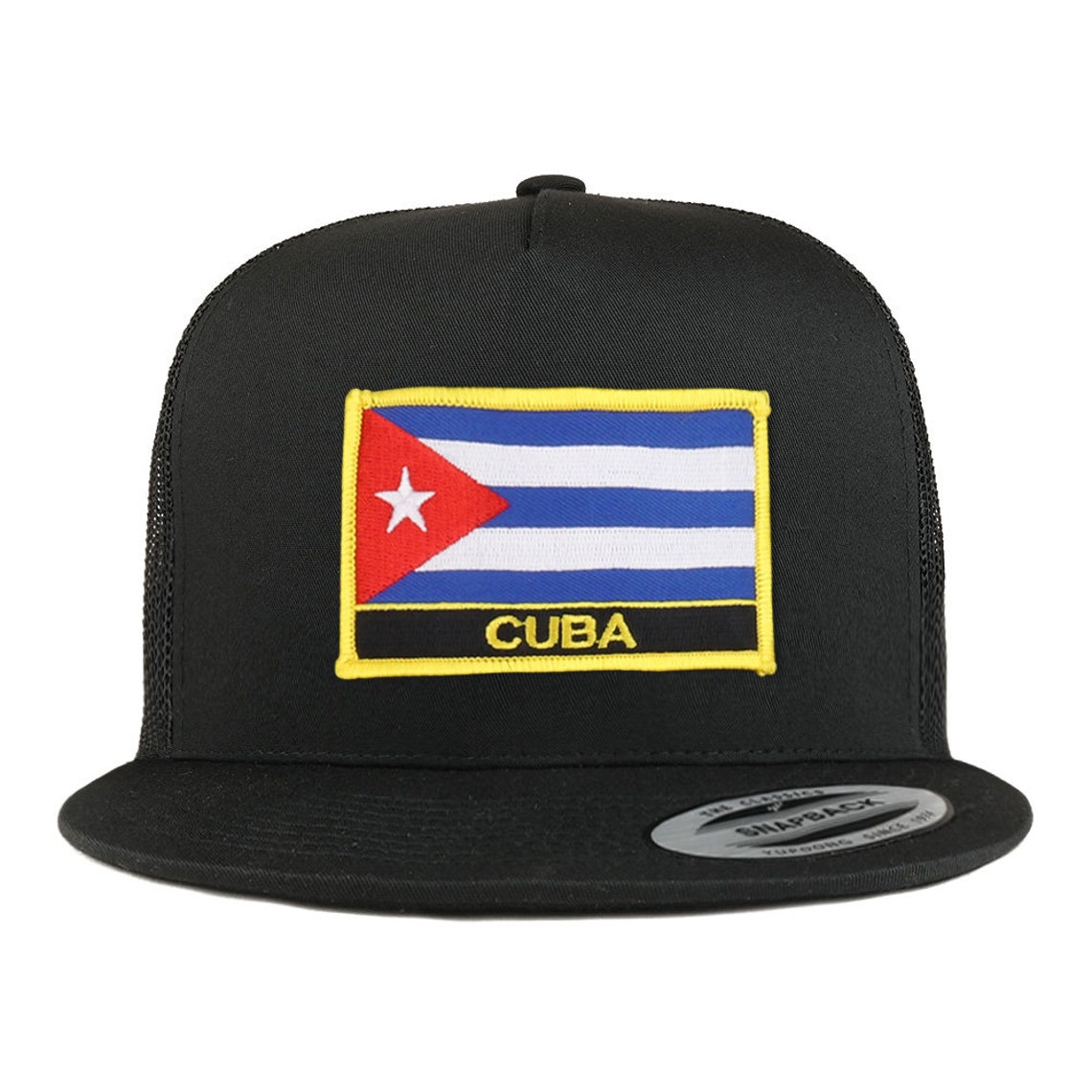 Guam Flag 5 Panel Flatbill Trucker Cap - Navy Mesh Snapback, Adjustable, One Size Fits Most - View #6