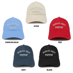 Stitchfy World&#39;s Best Poppop Embroidered Low Profile Soft Cotton Baseball Cap