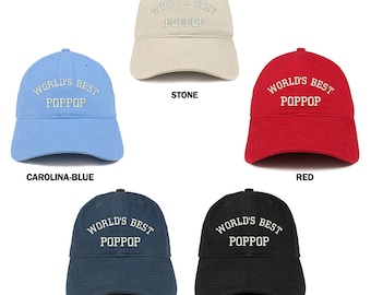 Stitchfy World's Best Poppop Bordado Gorra de Béisbol de Algodón Suave de Bajo Perfil
