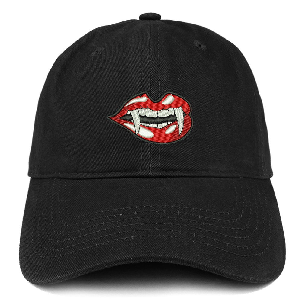 Stitchfy Lady Vampire Lips Embroidered Brushed Cotton Cap - Etsy display picture 1