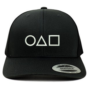 Stitchfy Survival Game TV Korean Drama Circle Triangle Square Logo 6 Panel Trucker Mesh Cap