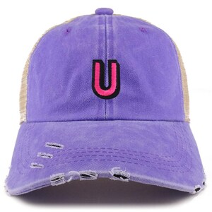 Gorra de camionero con visera deshilachada y parche "U" del alfabeto de Stitchfy (SF-AP0108-NIS-GN-1012)