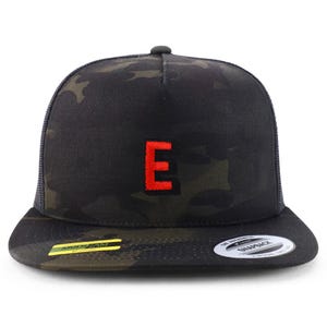 Gorra de camionero de 5 paneles con parche del alfabeto E de Stitchfy (SF-AP0092-FLX-6006)