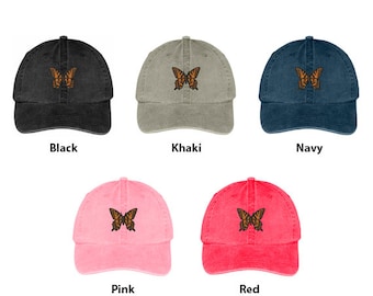 Stitchfy Butterfly Embroidered Washed Cotton Adjustable Cap (SF-LOG127-MGC-7601)