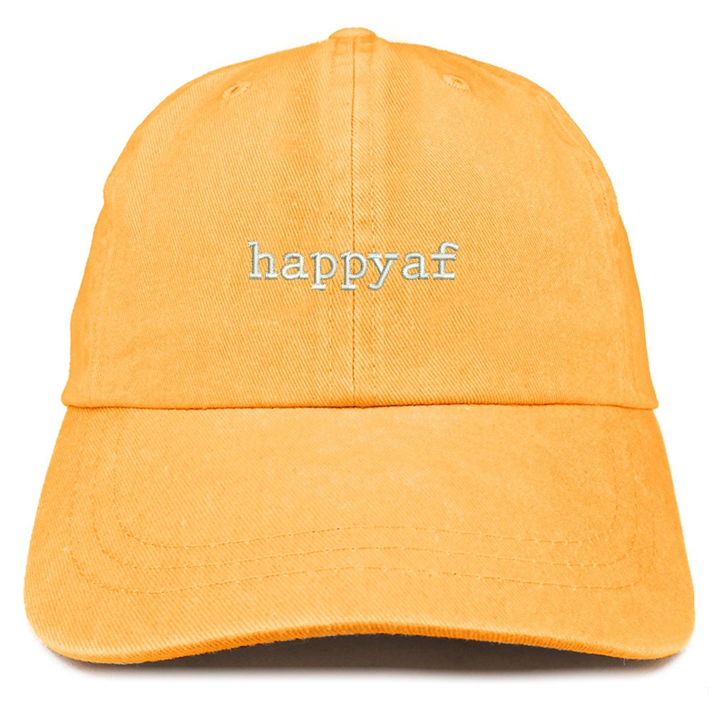 Stitchfy Happyaf Embroidered Pigment Dyed Washed Cotton Cap | Etsy