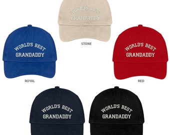 Stitchfy World&#39;s Best Grandaddy Embroidered Low Profile Deluxe Cotton Cap