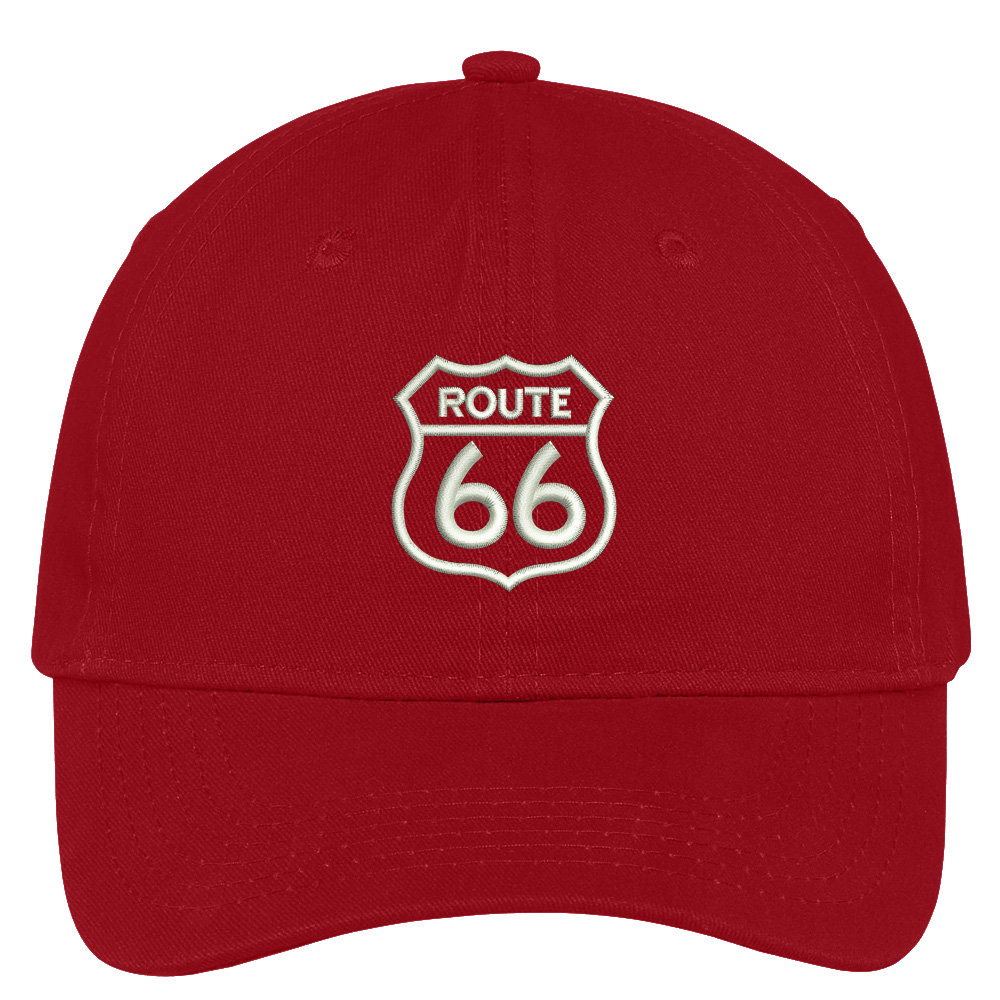Trendy Apparel Shop Route 66 Embroidered Cotton Cap - Low Profile Unstructured Hat, One Size
