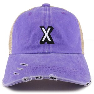 Gorra de camionero con visera deshilachada y parche "X" del alfabeto de Stitchfy (SF-AP0111-NIS-GN-1012)