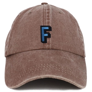 Gorra de béisbol lavada con parche del alfabeto F de Stitchfy, teñida con pigmentos (SF-AP0093-MGC-7601)