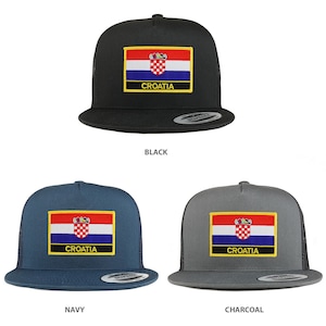 Stitchfy Croatia Flag 5 Panel Flatbill Trucker Mesh Snapback Cap