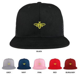 Stitchfy Bee Embroidered Cotton Flat Bill Mesh Back Trucker Cap (SF-LOG126-ACE-SP029)
