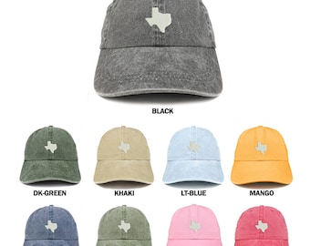 Stitchfy Texas State Map Bordado Algodón Lavado Gorra Ajustable