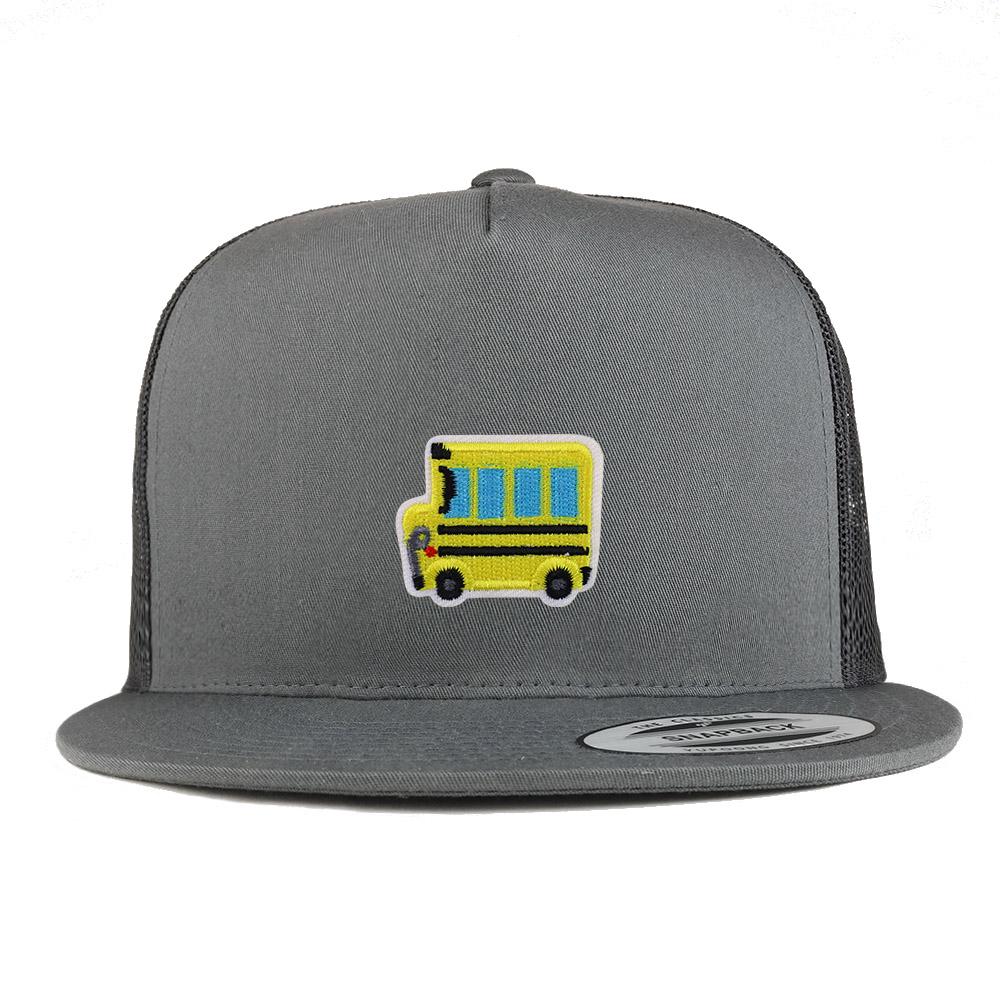 Stitchfy School Bus Patch 5 Panel Flatbill Trucker Cap (SF-AP0142-FLX ...