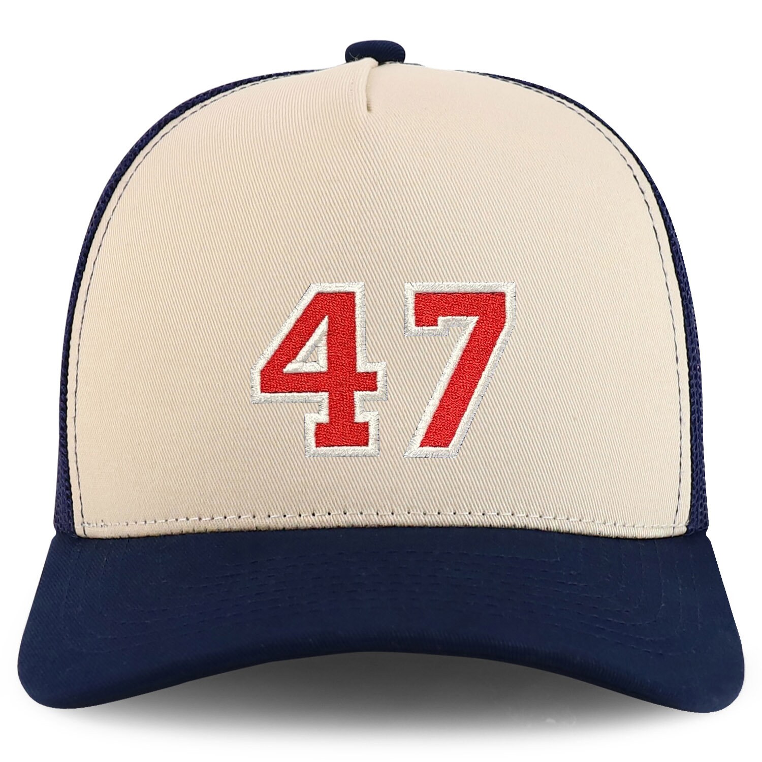 Stitchfy Number 47 Varsity Font Embroidered 5 Panel Structured Snapback ...