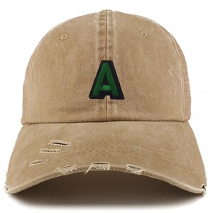 Gorra de camionero con visera deshilachada y parche del alfabeto A de Stitchfy (SF-AP0088-NIS-GN-1012)