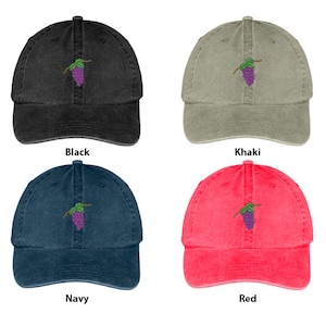 Stitchfy Grape Embroidered Unstructured Low Profile Washed Pigment Dyed Baseball Cap (SF-LOG038-MGC-7601)