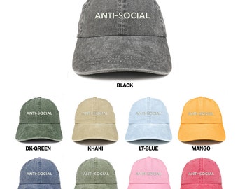 Stitchfy Anti sociale brodé souple Couronne coton casquette ajustable