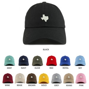 Stitchfy Texas Estado Mapa bordado bajo perfil suave algodón suave papá gorra
