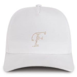 Gorra de béisbol de algodón de 5 paneles con parche de diamantes de imitación de la letra F de Stitchfy (SF-AP0333-NIS-GNV-007)