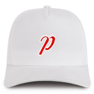 Stitchfy Bokstaven P Script Outline 5 Panel Structured Snapback Baseball Cap (SF- TXT3802-NIS-GNV-007)