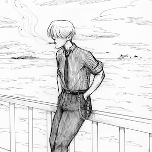 Sanji Smoking On Deck- Sanji Fanart One Piece Manga/ Anime