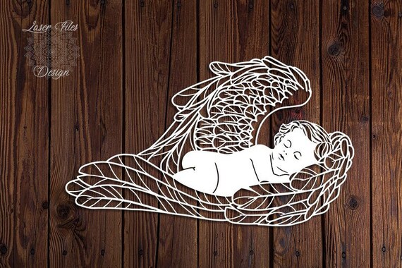 Download Baby Angel With Wings Sleeping Laser Paper Cut Vinyl File Etsy