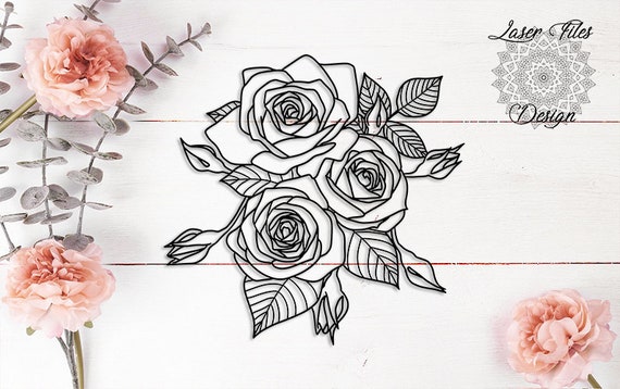 Ramos de flores de rosas Vinilo de corte de papel láser | Etsy México