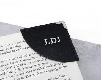 Handmade Metallic Edge Personalised Leather Curved Corner Bookmark - Gifts For Him - Gifts For Her - Anniversary Gift - Custom Leather