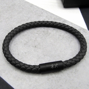 Personalised Men's Viking Rune Symbol Thick Leather Black Clasp Bracelet - 3rd Anniversary Gift - Personalised Bracelet - Ancient Symbol
