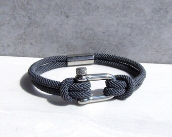 Mens Womens 3mm Double Leather & Rope Cord Shackle Bracelet Choice of 4 Designs Mens Womens 3mm Double Leather & Rope Cord Shackle Bracelet Choice of 4 Designs