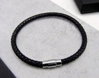 Men&#39;s Personalised Special Date Single or Double Slim Leather Bracelet - Anniversary Gift -Personalised Bracelet -Men Jewelry -Gifts For Him