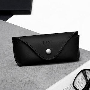 Handmade Personalised Leather Arched Hard Glasses Case - Travel Gift - Custom Case - Gift For Him - Custom Case - Anniversary Gift
