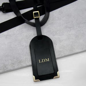 Handmade Personalised Metallic Edge Leather Luggage Tag - Gifts For Him - Anniversary Gift - Travel Tag - Wedding Gift - Leather Tag