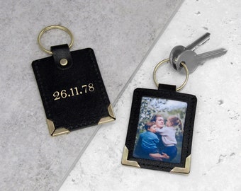 Handmade Personalised Special Date Leather Photo Keyring - Gifts For Him - Gifts For Her - Anniversary Gift - Picture Keyring -Personalized