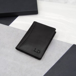 Personalised RFID Leather Travel Card Holder Custom Leather Anniversary Gift Personalized Leather Gifts For Him Black