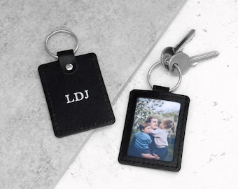 Handmade Personalised Leather Photo Keyring - Gifts For Him - Gifts For Her - Anniversary Gift - Picture Keyring - Personalized Leather