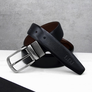 Personalised Men's Reversible Leather Belt - Gifts For Him - Anniversary Gift - Monogrammed Belt - Personalized Belt - Dad Gifts - Xmas Gift