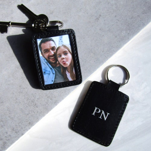 Handmade Personalised Leather Photo Keyring Gifts for Him Etsy
