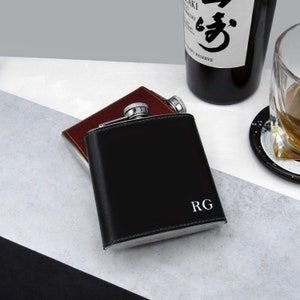 Handmade Personalised Leather Hip Flask - 6oz Stainless Steel - Gifts For Him - Anniversary Gift - Wedding Gift - Best Man Gifts