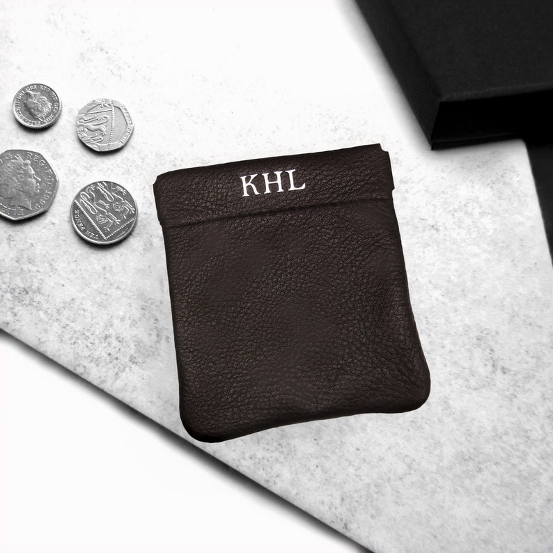 Handmade Personalised Leather Coin Purse or Coin Pouch Gift for Him Gifts For Dad Travel Gift Anniversary Gift Xmas Gift image 2