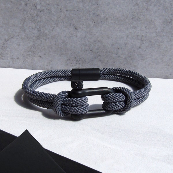 Bracelet corde double brin nautique pour homme personnalisé avec fermoir à boulon - Bijoux pour homme - Bijoux nautiques - Cadeaux pour lui - Cadeau pour homme
