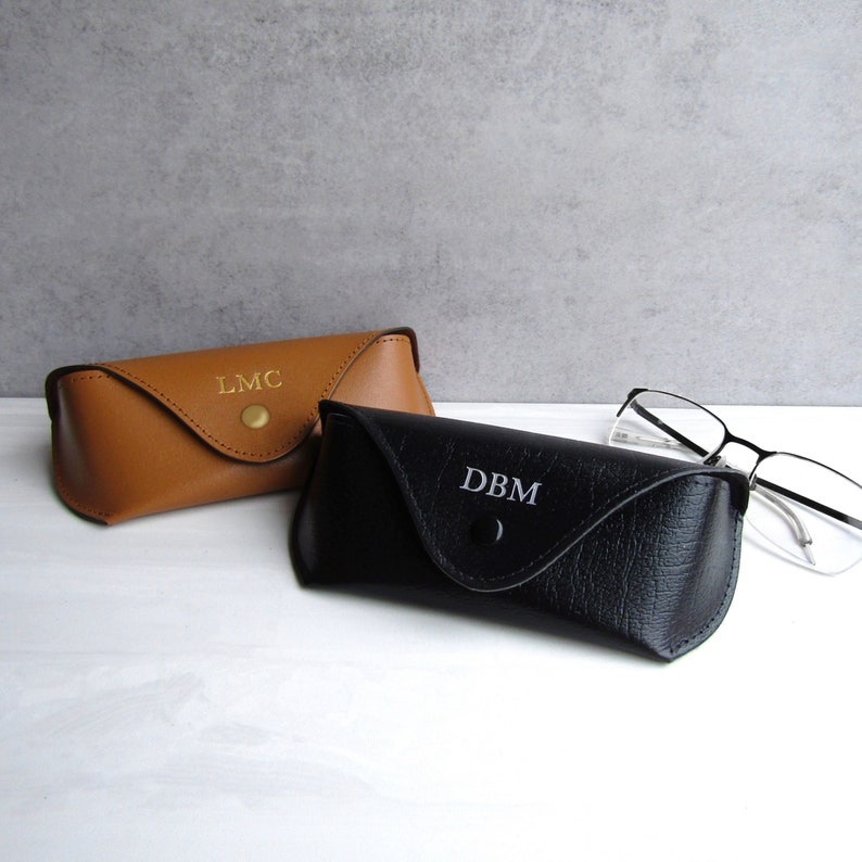 Handmade Personalised Medium Hard Leather Glasses Case  - Travel Gift - Personalized Leather - Gift For Him - Custom Case - Anniversary Gift 